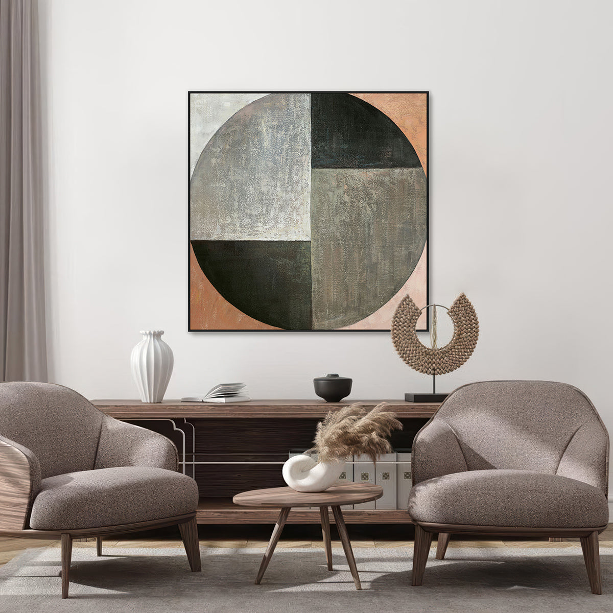 Eclipse Form Geometric Abstract Painting #H0359