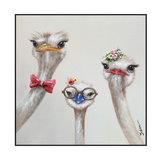 Quirky Ostrich Trio Portrait Painting #H0592