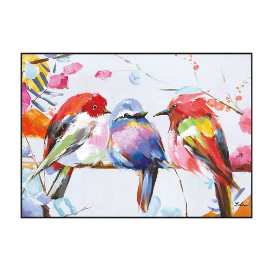 Trio Melody Colorful Birds Painting #H0647