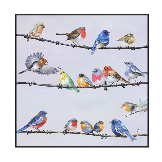 Vibrant Songbirds Gathering Painting #H0651