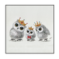 Royal Owl Family Portrait Painting #H3613