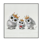 Royal Owl Family Portrait Painting #H3613