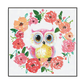 Blooming Owl Floral Circle Painting #H3620