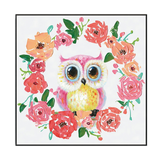 Blooming Owl Floral Circle Painting #H3620