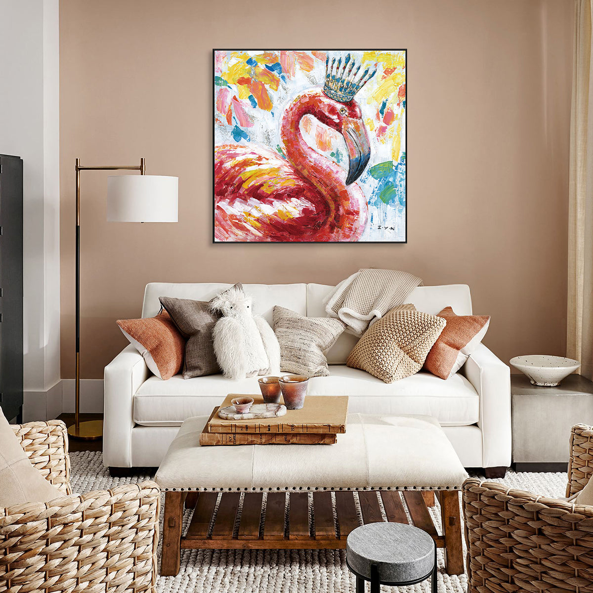 Regal Flamingo Crown Painting #H7347