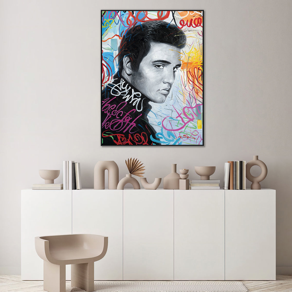 Graffiti Legend Black & White Portrait Painting #I0222