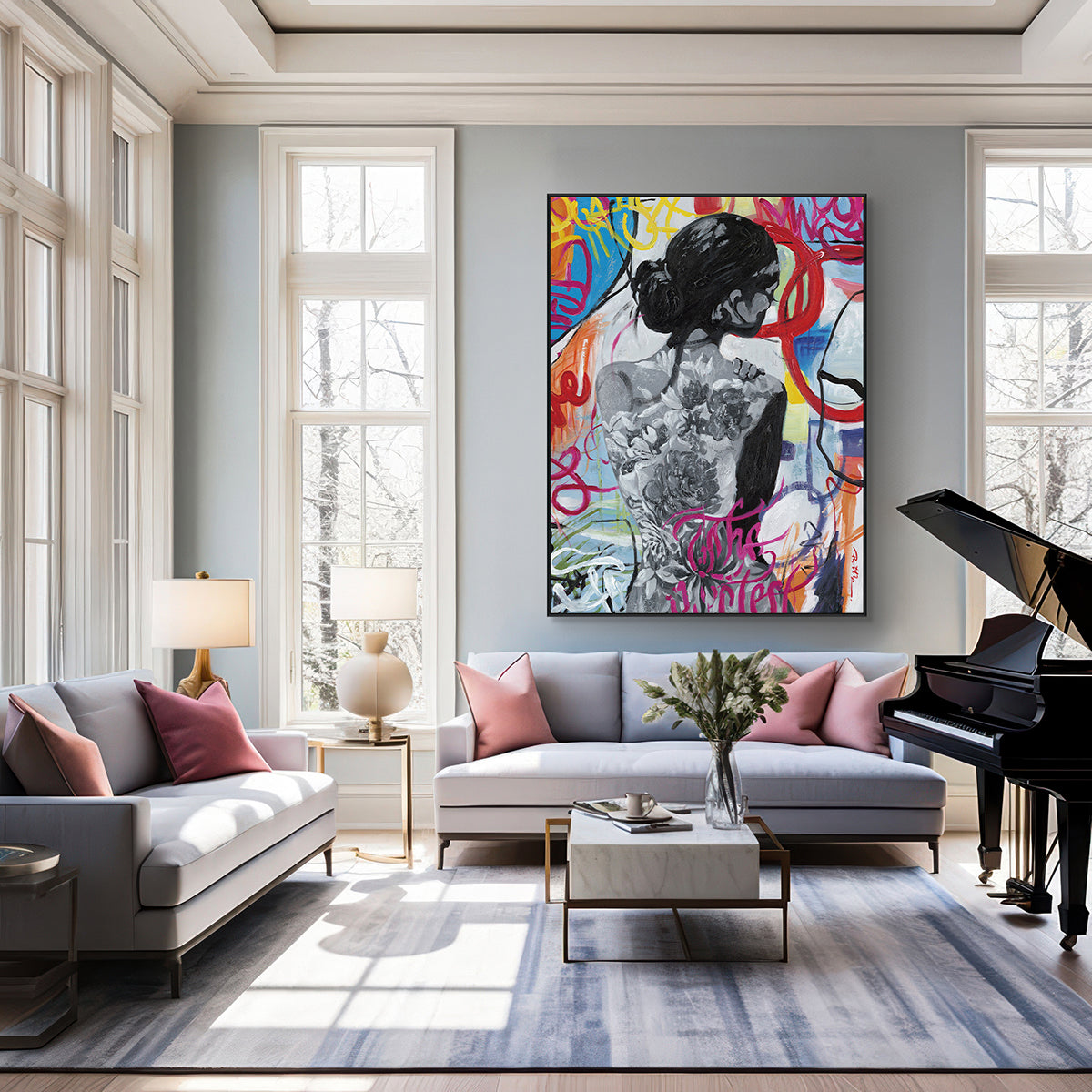 Tattoo Muse Graffiti Back Portrait Painting #I0224