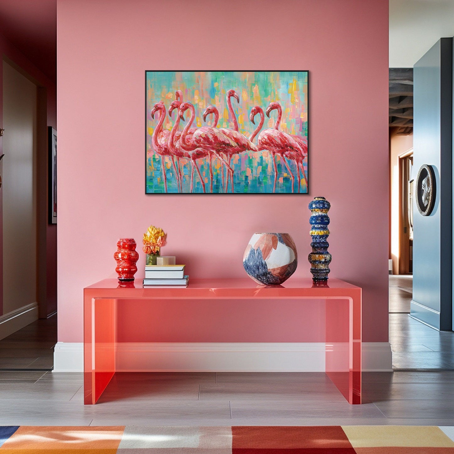 Flamingo Harmony Abstract Painting #I0506