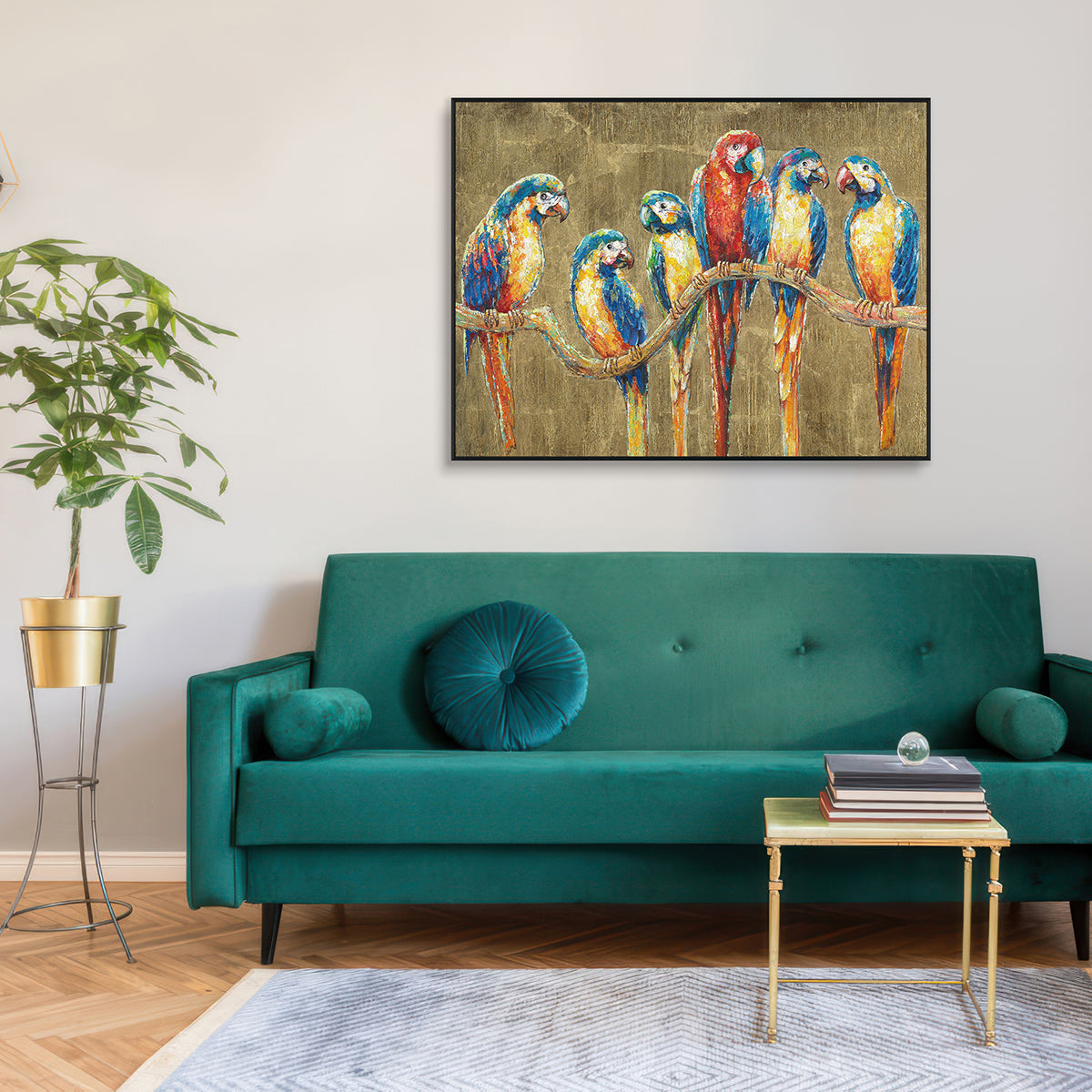 Golden Chorus Parrot Painting #I0563