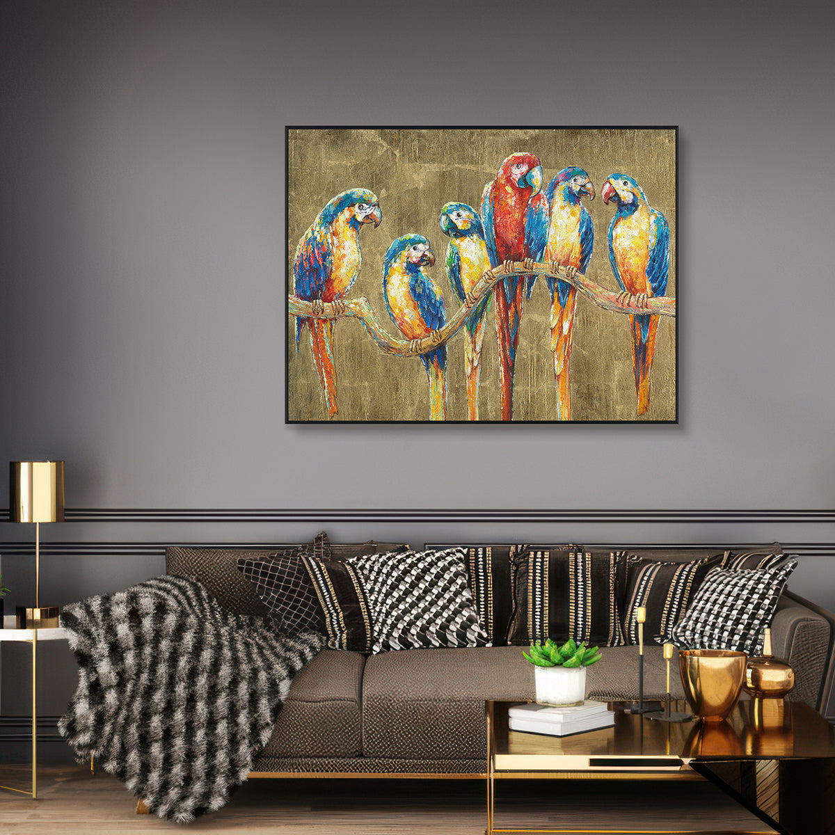 Golden Chorus Parrot Painting #I0563