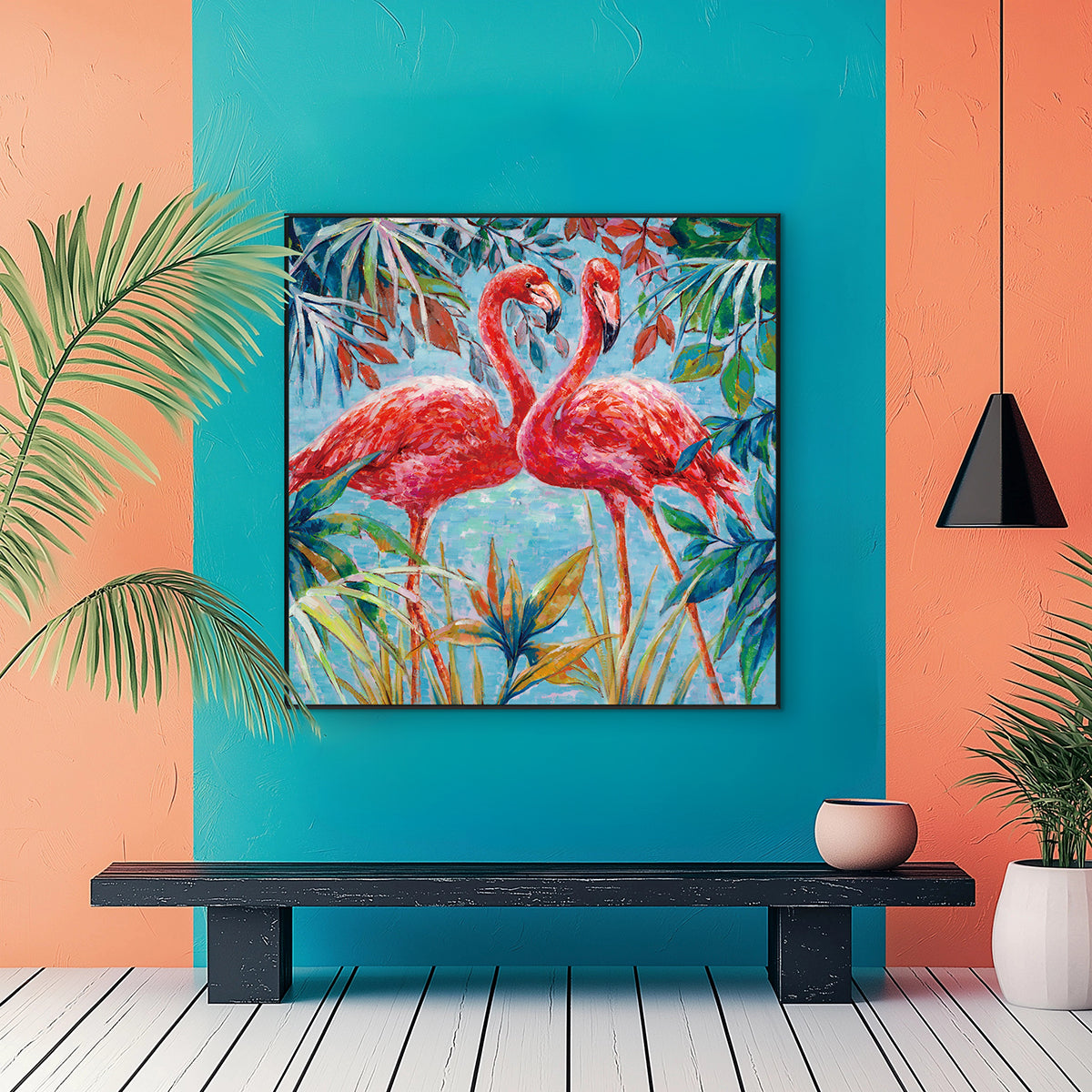 Tropical Flamingo Lovers Painting #I0573I