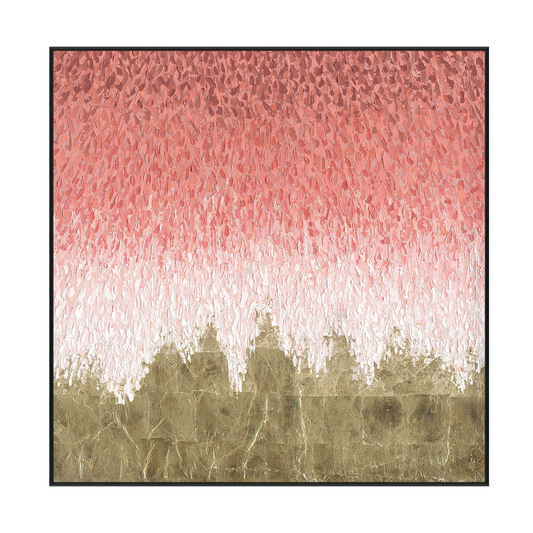 Blush Cascade Pink & Gold Abstract Painting #I13042