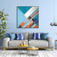 Aqua Intersection Geometric Abstract Painting #I1530