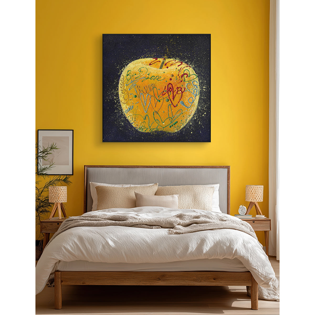Golden Graffiti Apple Painting #I1678