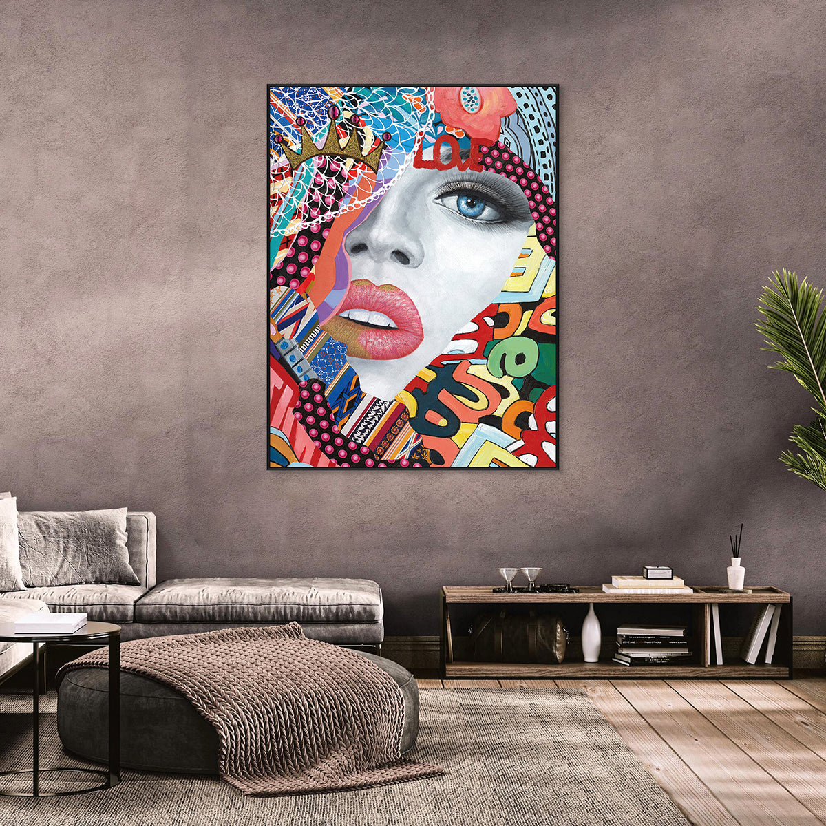 Crowned Love Colorful Abstract Portrait Painting #I2011