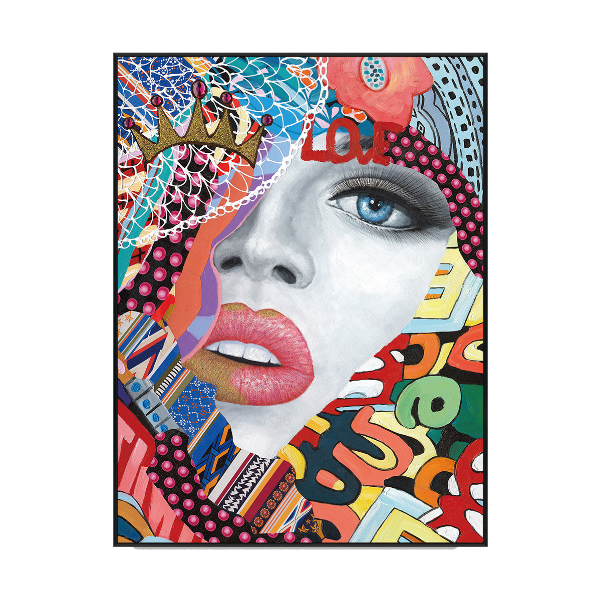 Crowned Love Colorful Abstract Portrait Painting #I2011