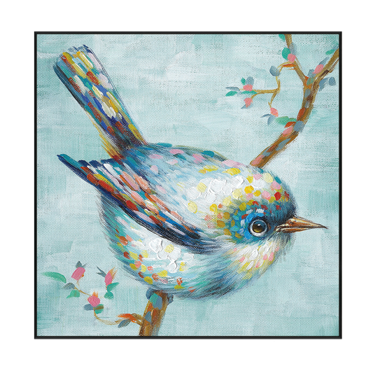 Pastel Songbird Branch Painting #I2048