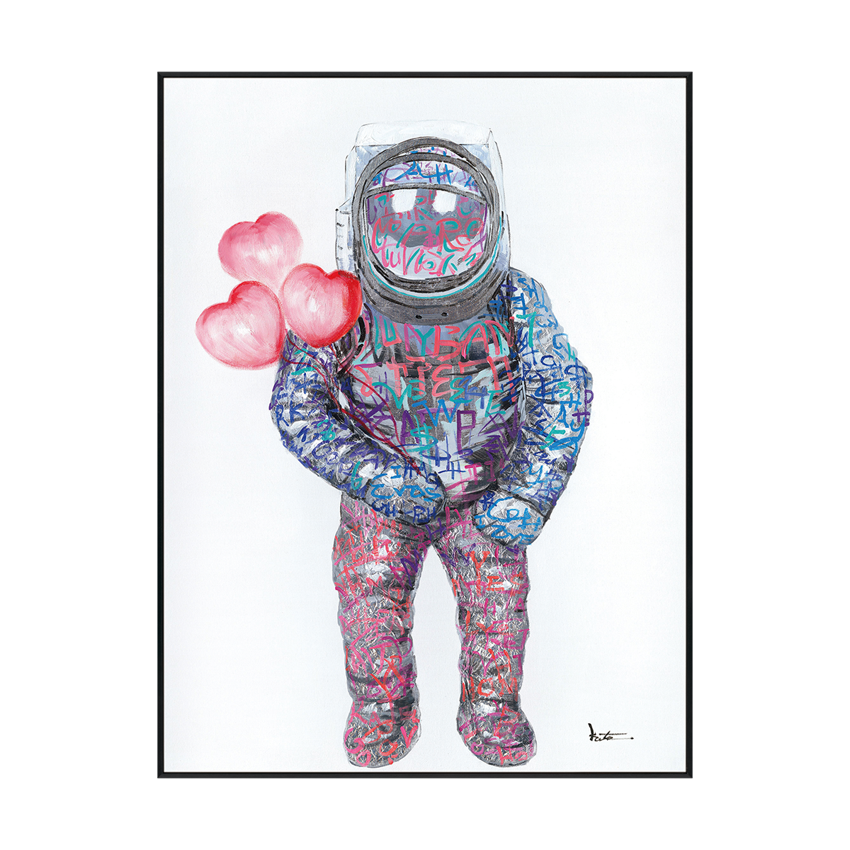Love Voyager Astronaut Graffiti Painting #I2134