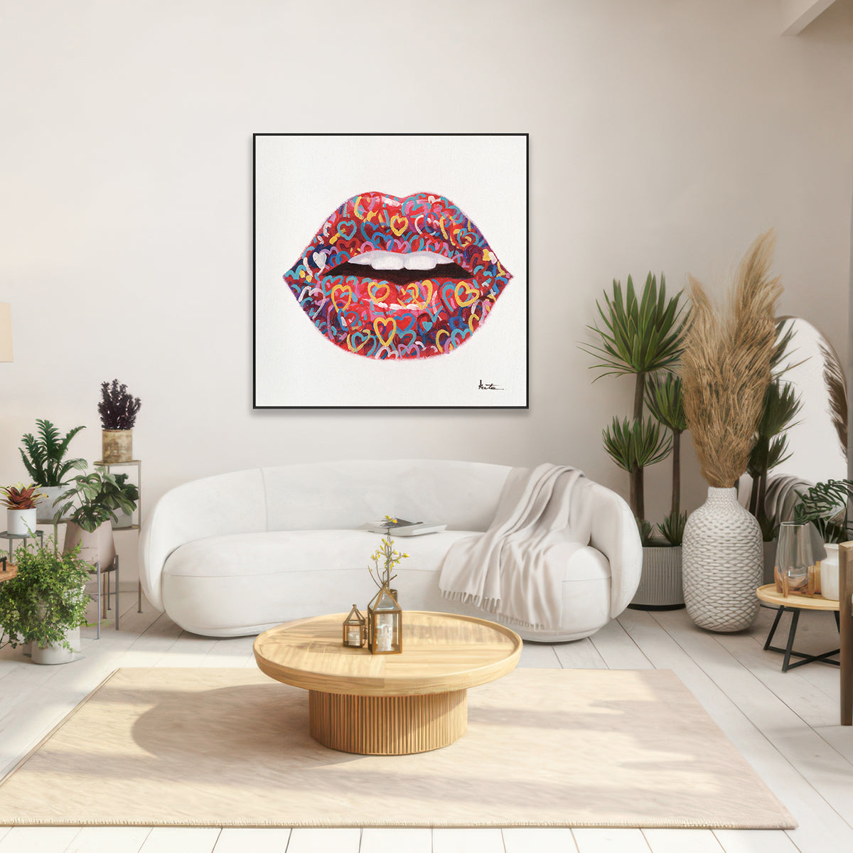 Graffiti Heart Lips Pop Art Painting #I2138