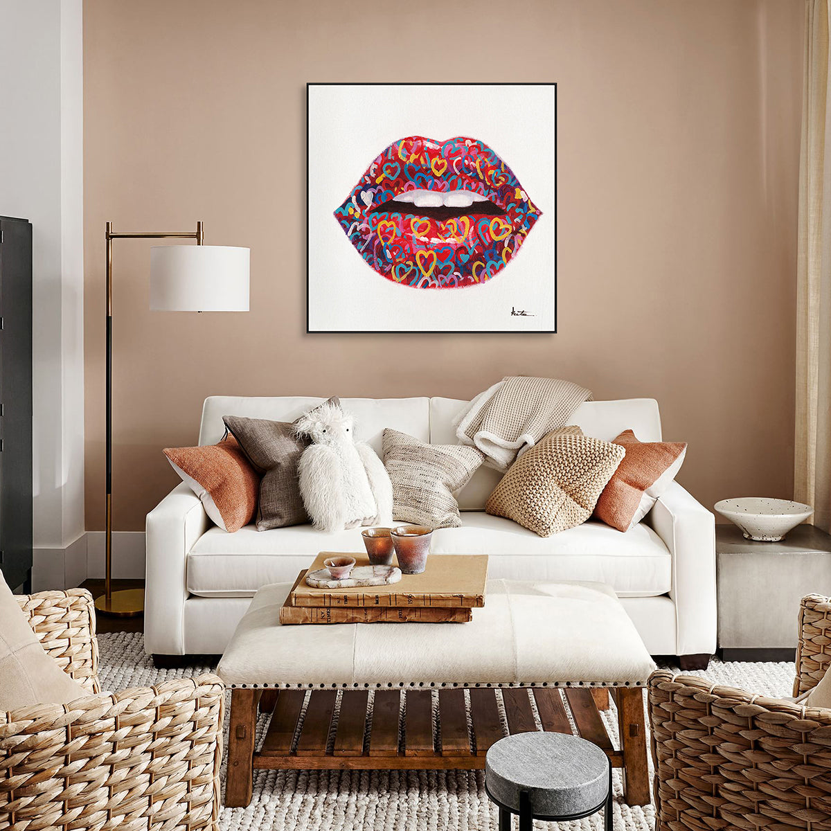 Graffiti Heart Lips Pop Art Painting #I2138