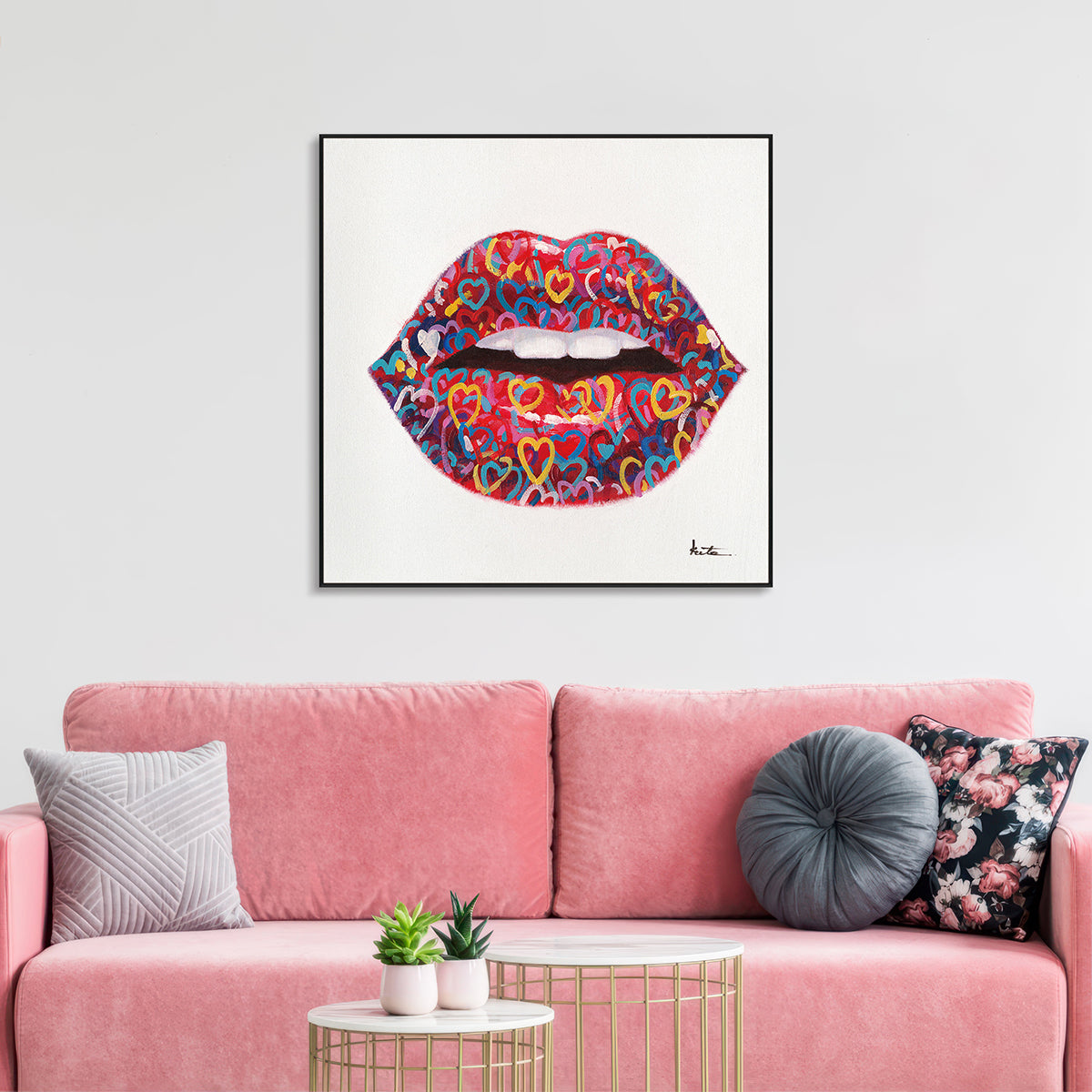 Graffiti Heart Lips Pop Art Painting #I2138