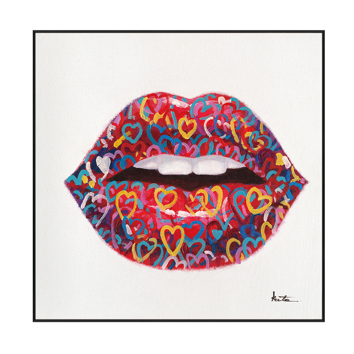 Graffiti Heart Lips Pop Art Painting #I2138