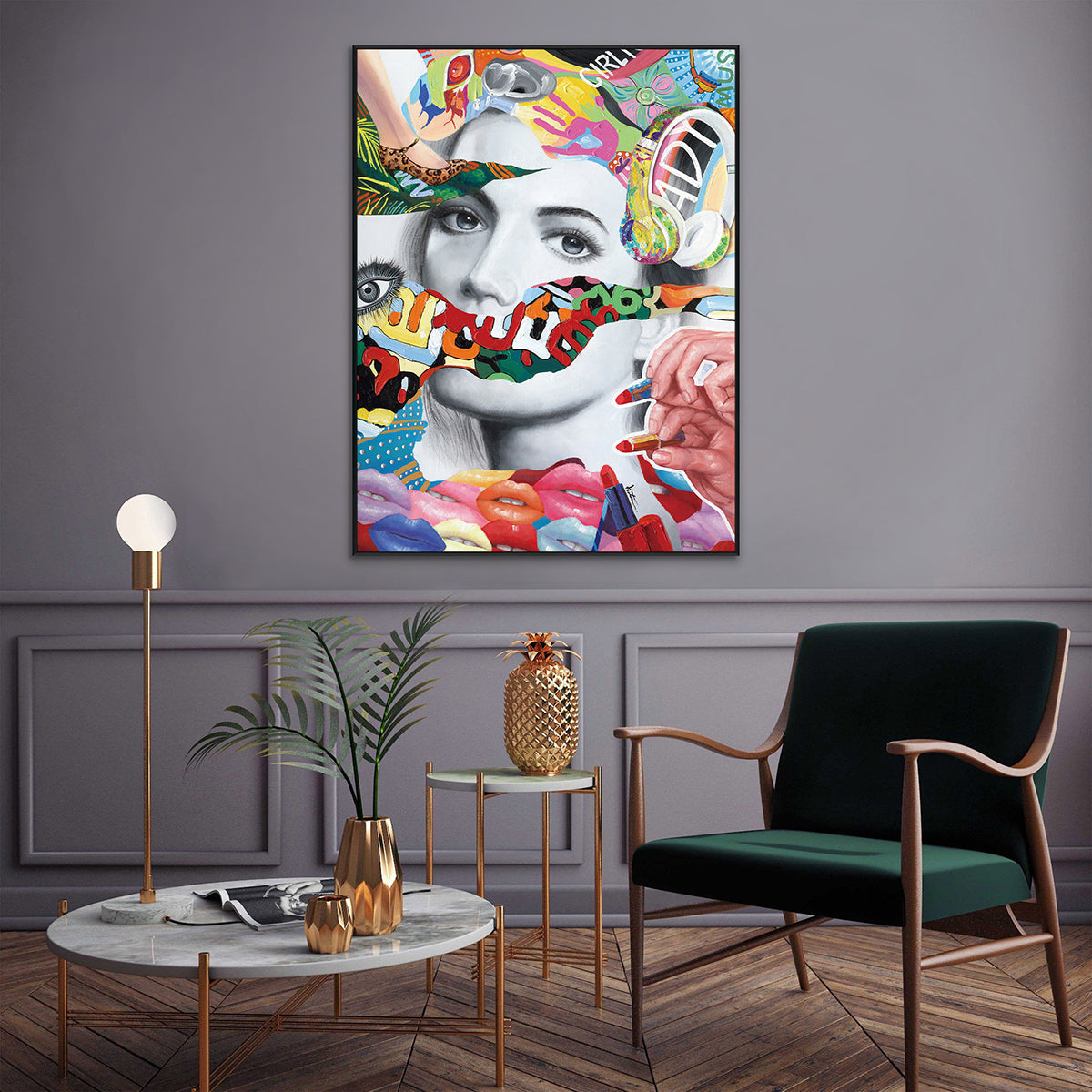 Color Pop Muse Abstract Portrait Painting #I2158