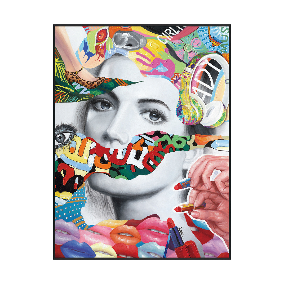 Color Pop Muse Abstract Portrait Painting #I2158