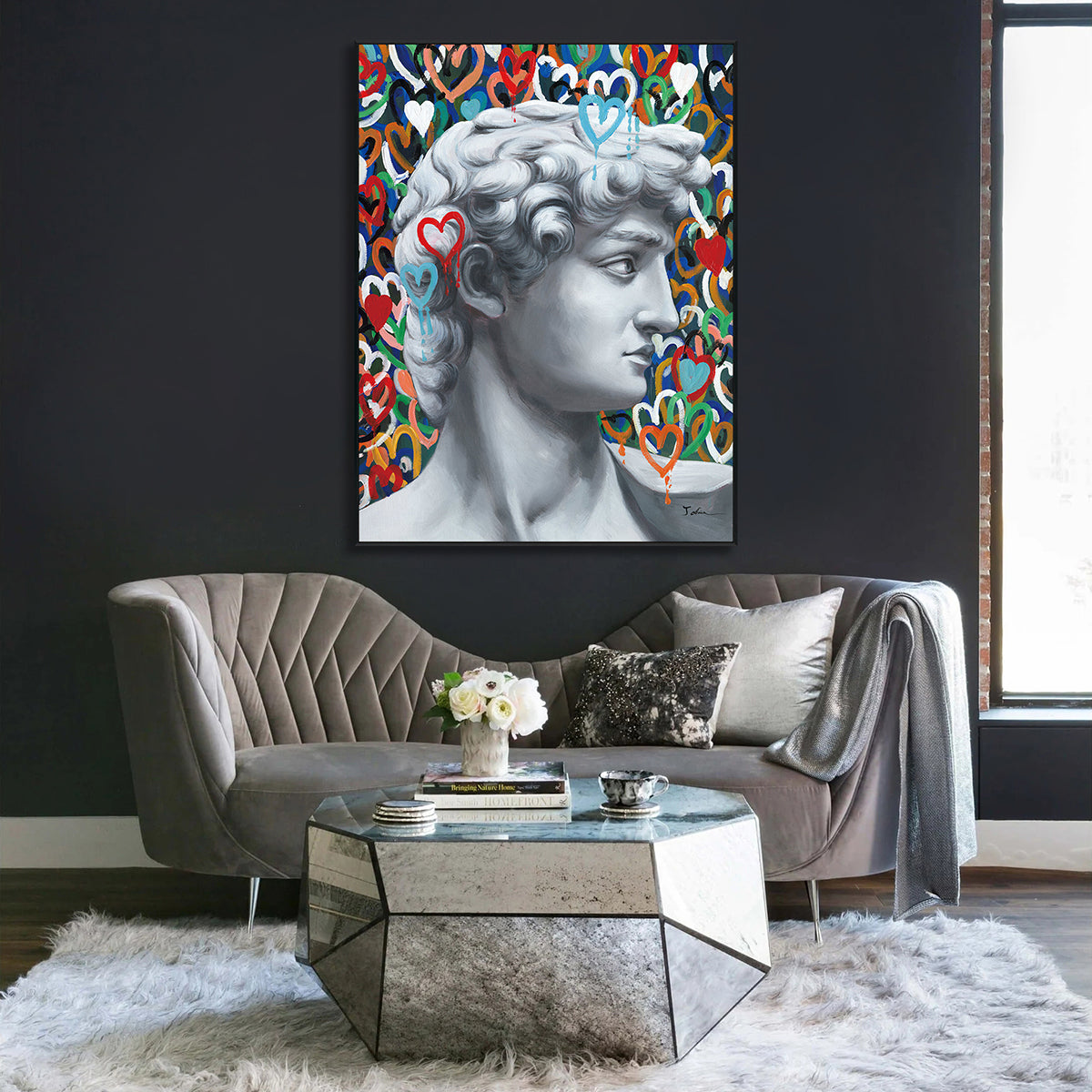 David Hearts Modern Pop Art Painting #I2637