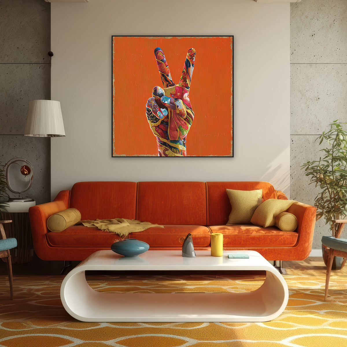 Vibrant Peace Hand Pop Art Painting #I2699