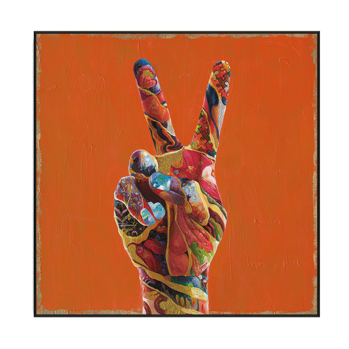 Vibrant Peace Hand Pop Art Painting #I2699