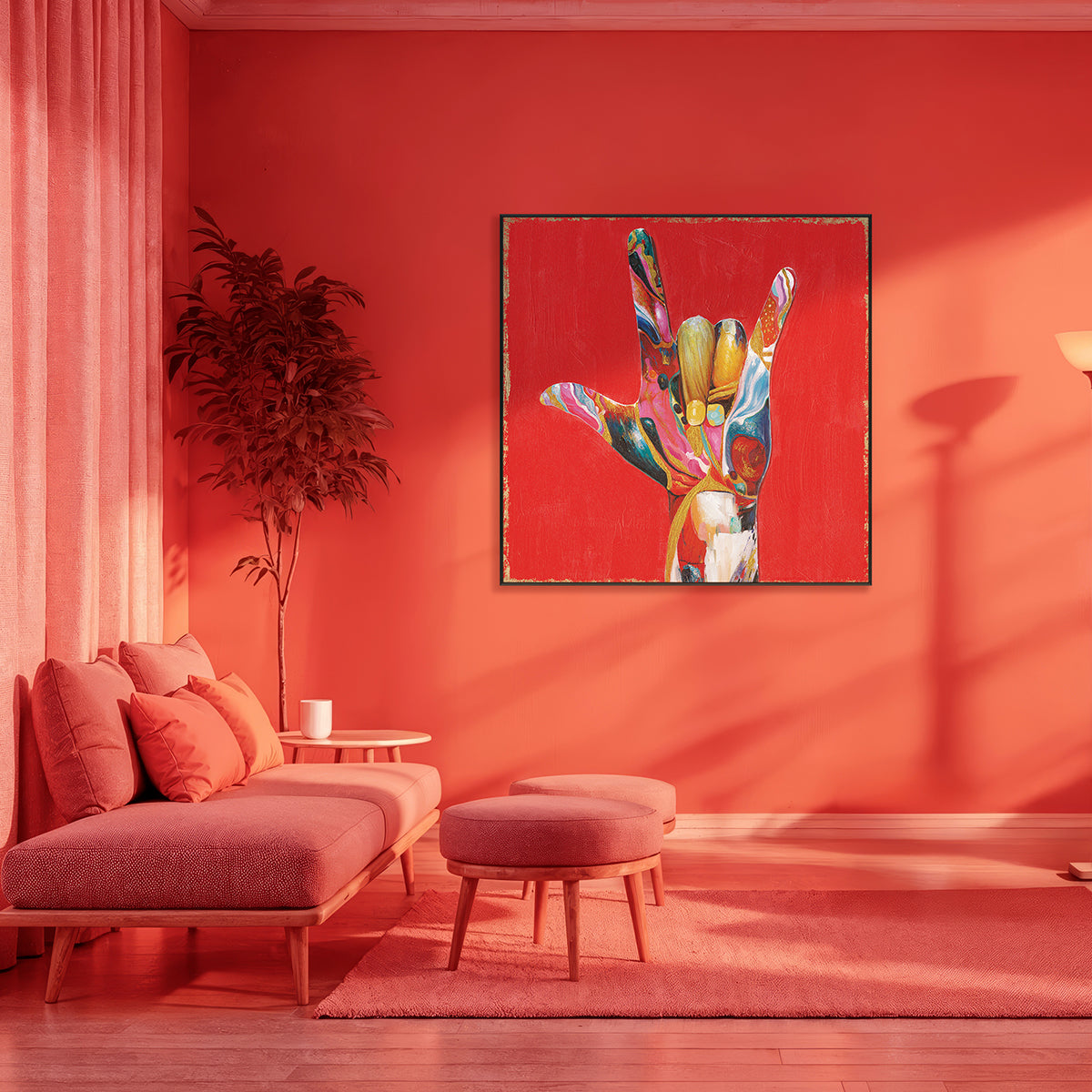 Colorful Love Hand Pop Art Painting #I2700