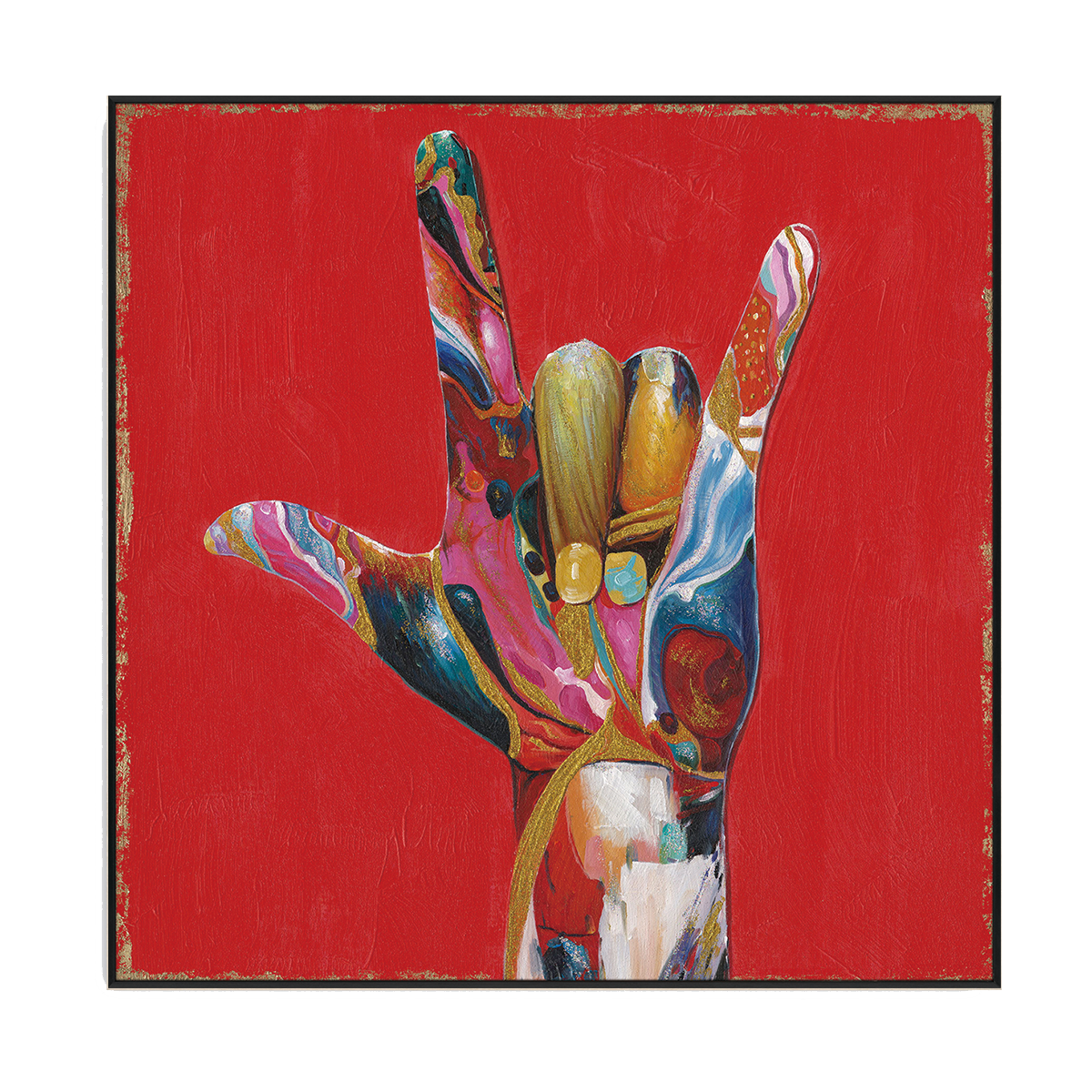 Colorful Love Hand Pop Art Painting #I2700