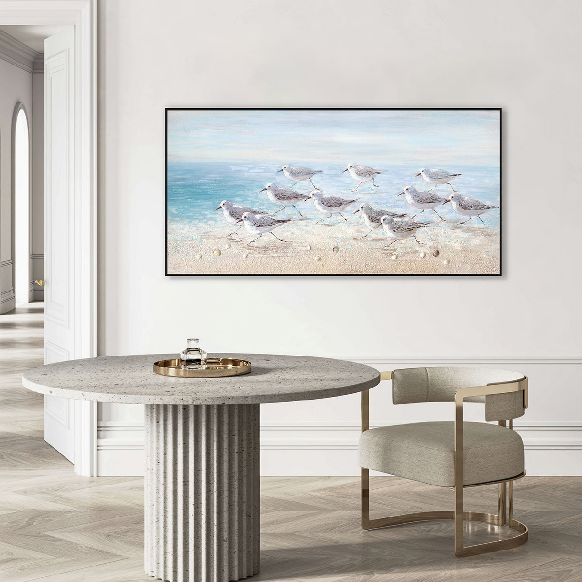 Seaside Flock Coastal Birds Painting #I3612