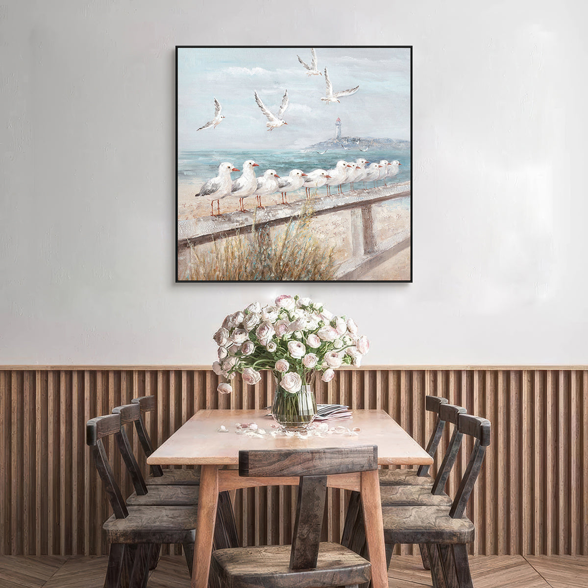 Coastal Harmony Seagull Painting #I3626