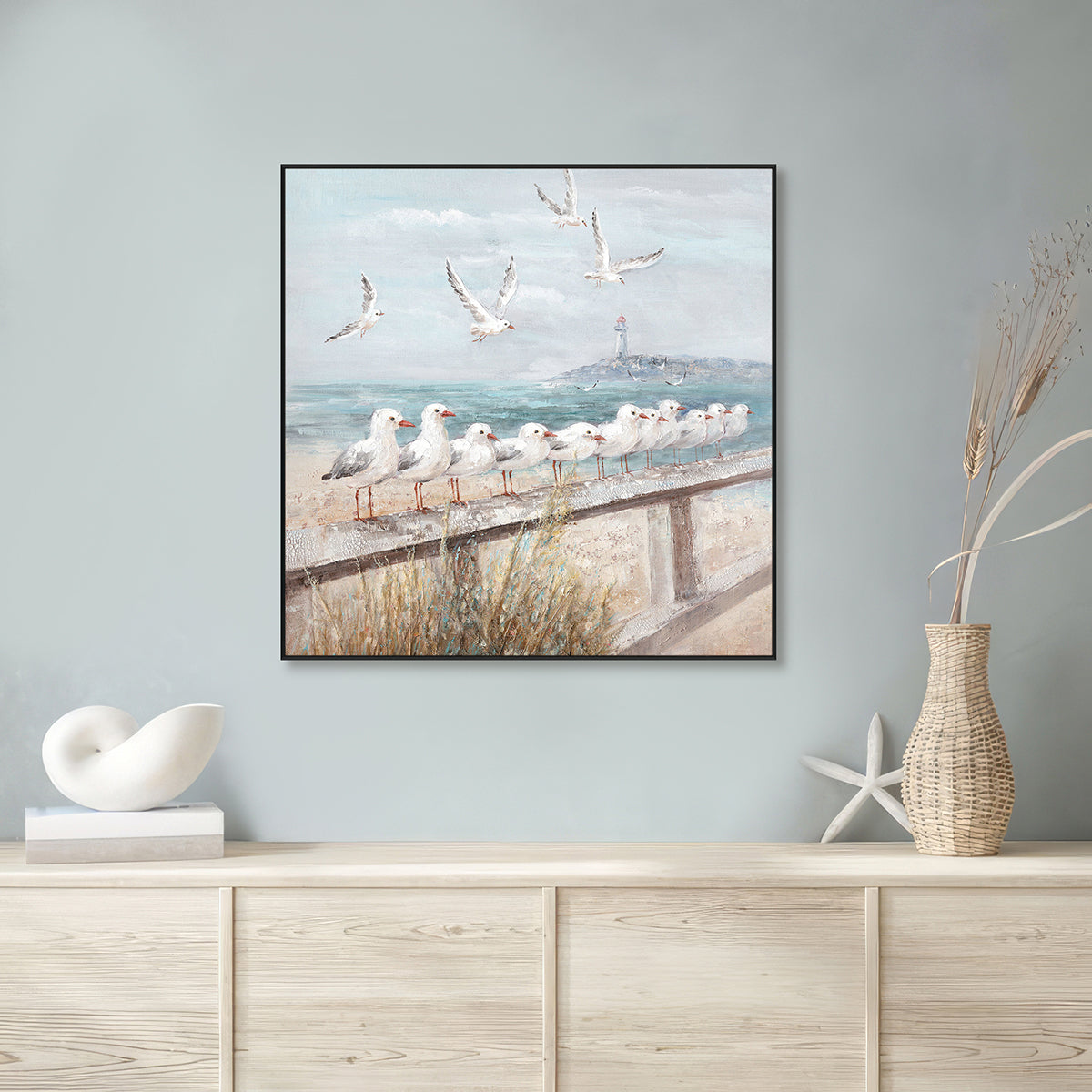 Coastal Harmony Seagull Painting #I3626