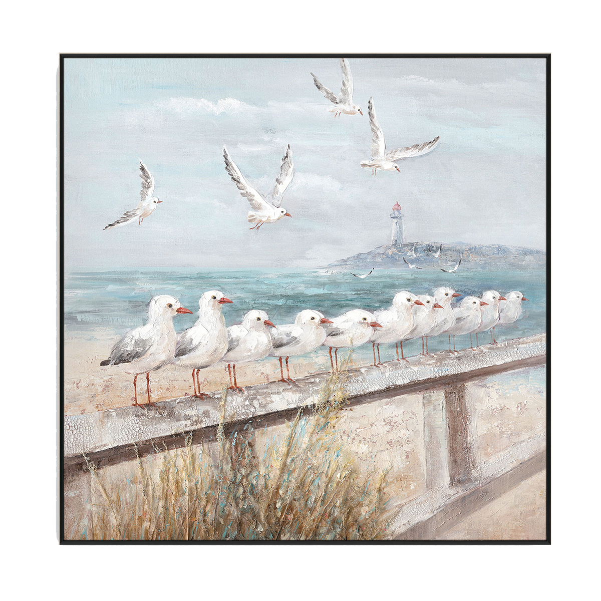Coastal Harmony Seagull Painting #I3626