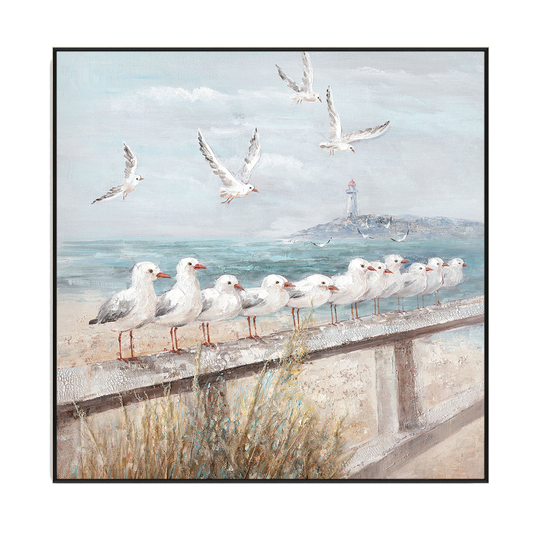 Coastal Harmony Seagull Painting #I3626