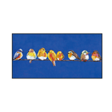 Colorful Chorus Birds on Blue Painting #I3635