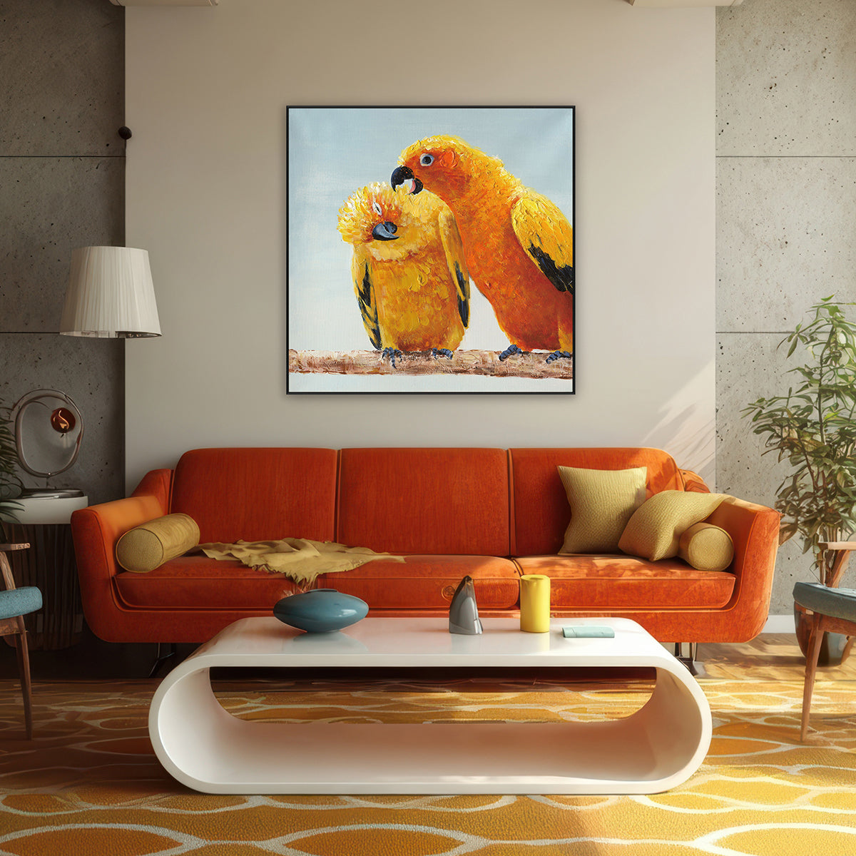 Golden Parrot Companionship Painting #I3724