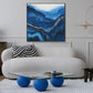Azure Peaks Blue Abstract Mountain Painting #I4286