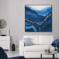 Azure Peaks Blue Abstract Mountain Painting #I4286