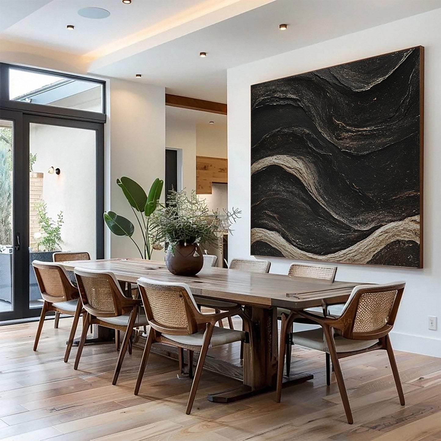 Ebon Tide Textured Abstract Painting
