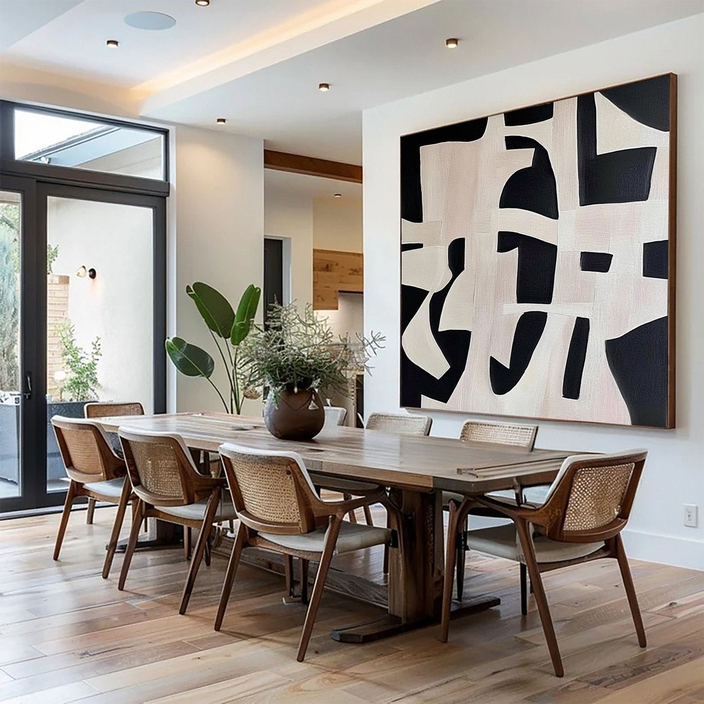 Silent Intersections Black Abstract Painting