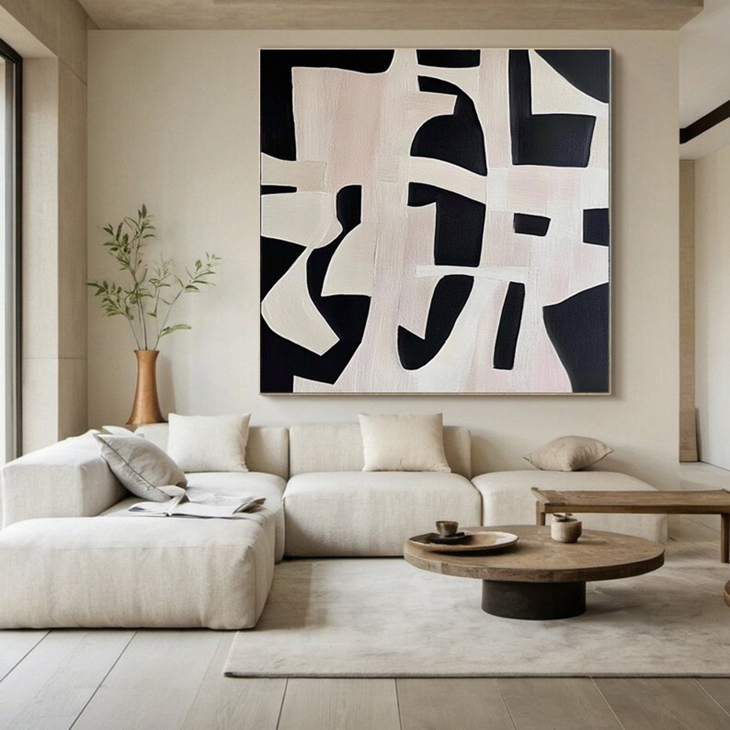 Silent Intersections Black Abstract Painting