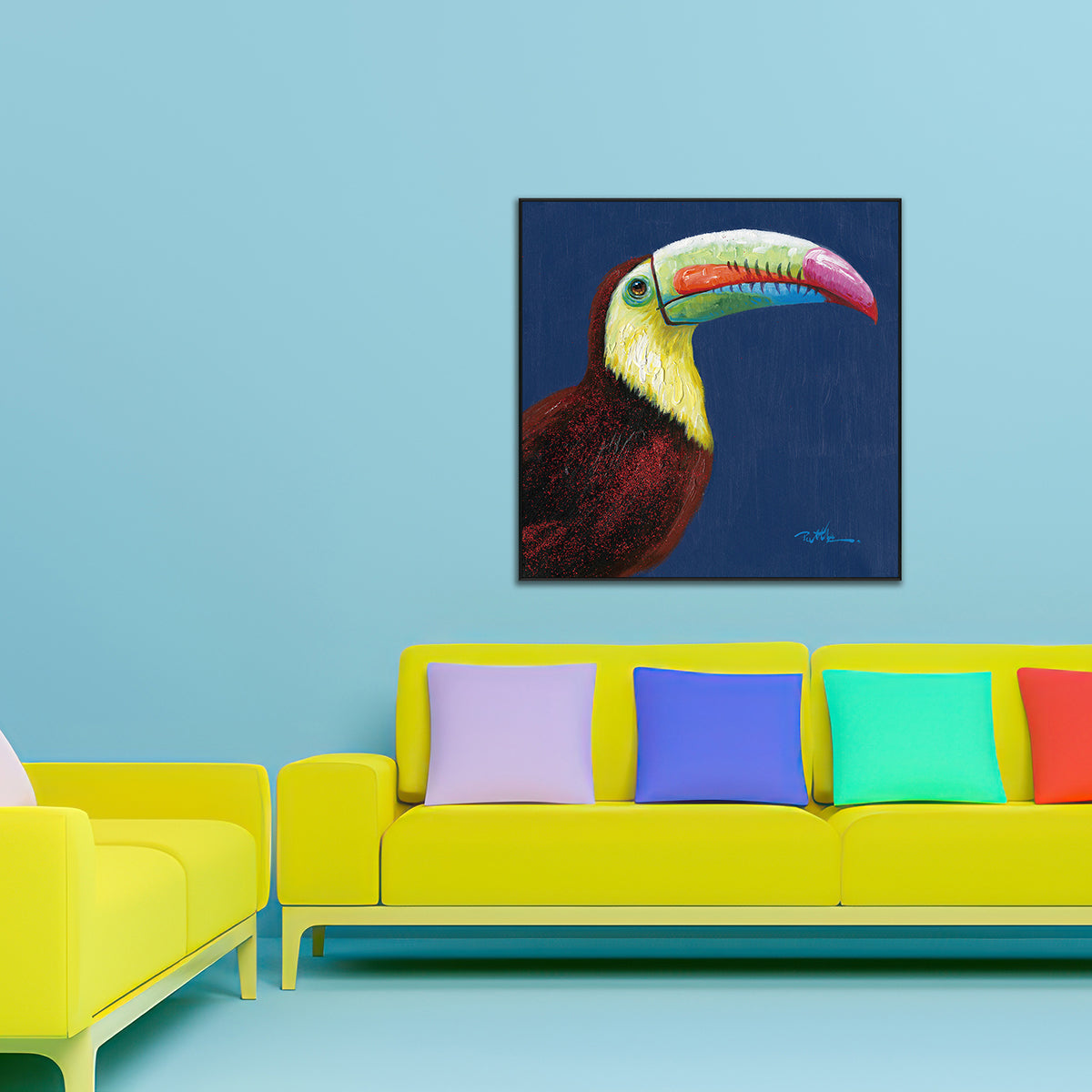Vibrant Toucan Portrait Painting #J0004