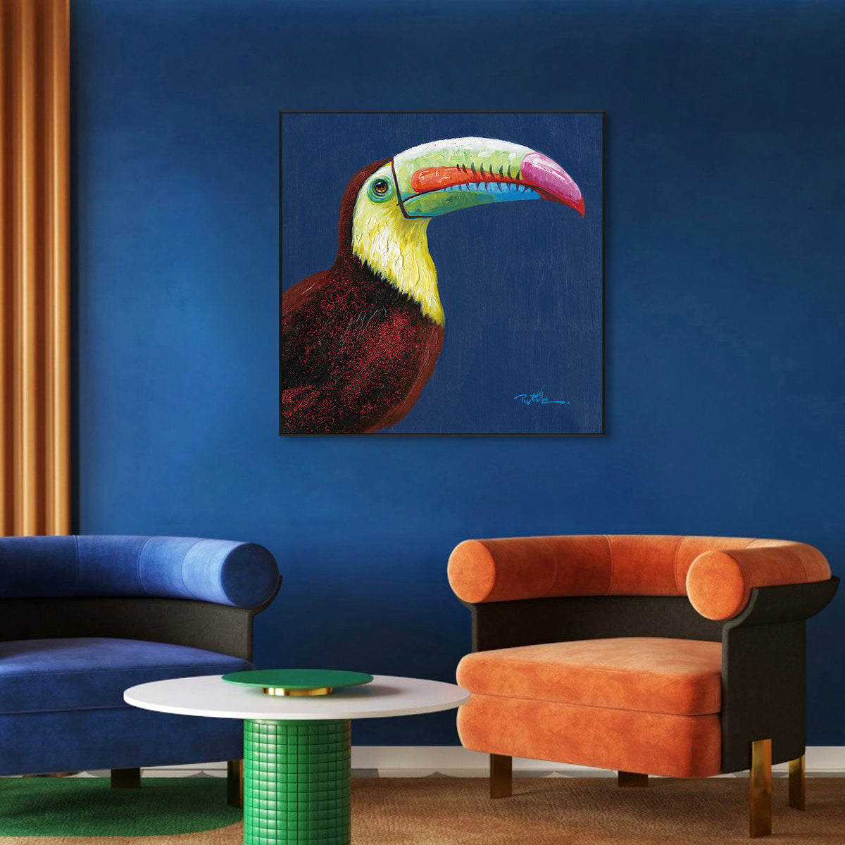 Vibrant Toucan Portrait Painting #J0004