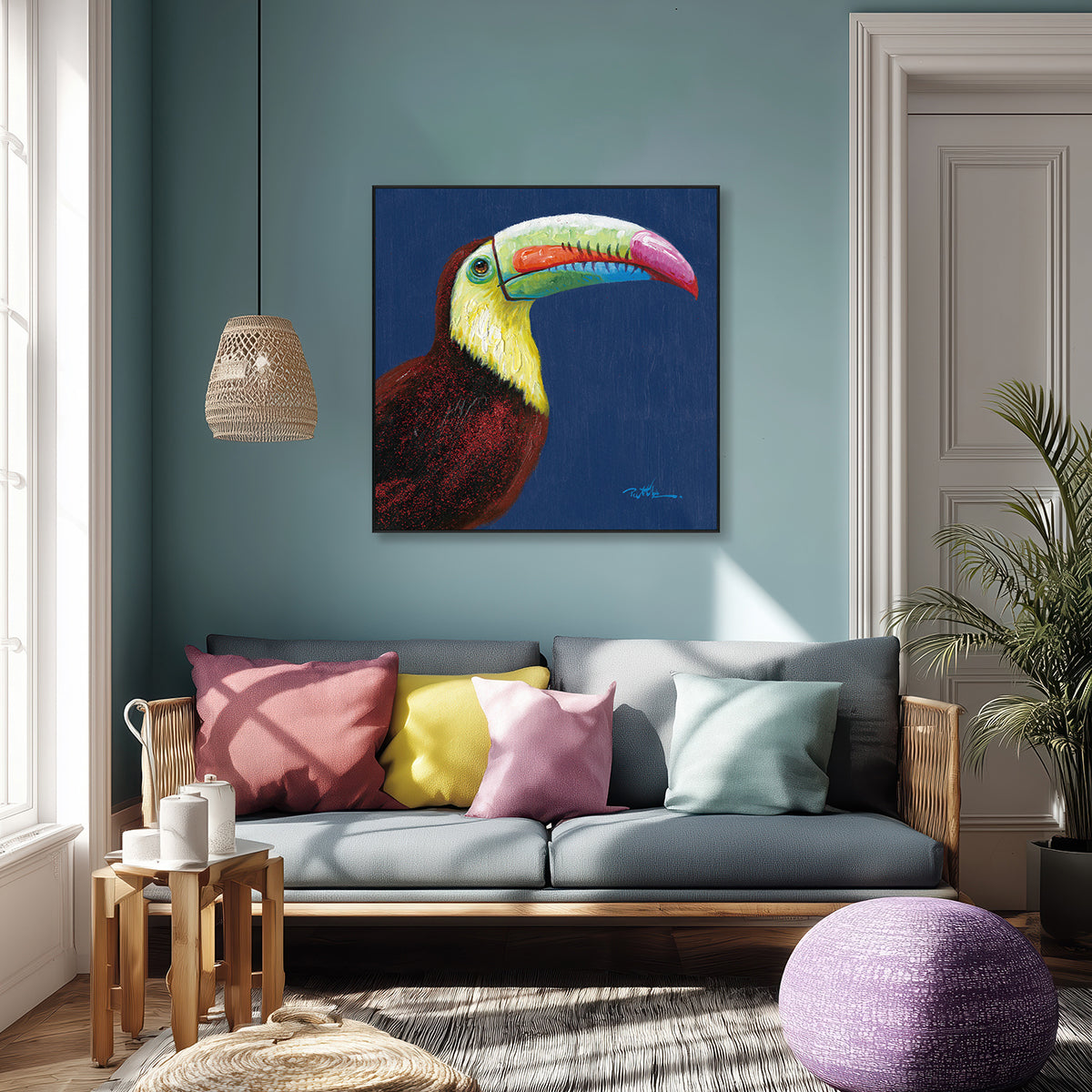 Vibrant Toucan Portrait Painting #J0004