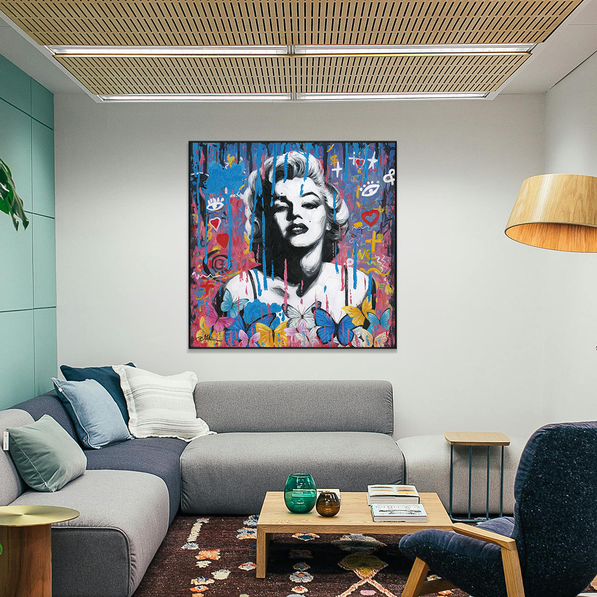 Pop Art Marilyn with Butterflies Painting #J0217