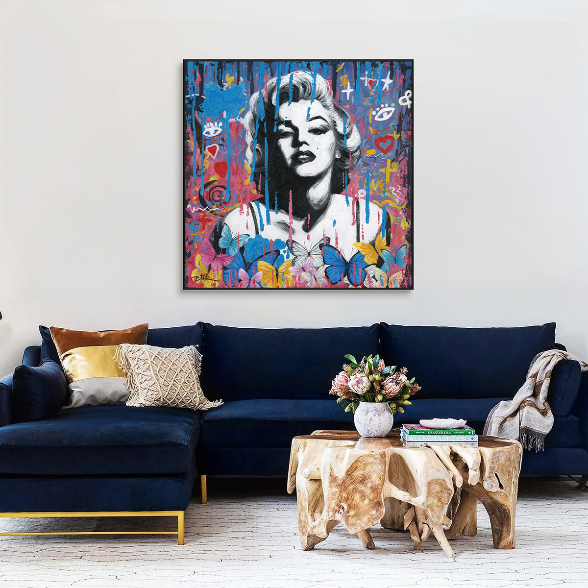 Pop Art Marilyn with Butterflies Painting #J0217